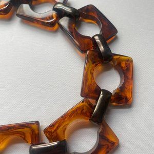 Vintage Retro Yves Saint Laurent Bakelite Tortoise Shell Color Link Belt 1970s